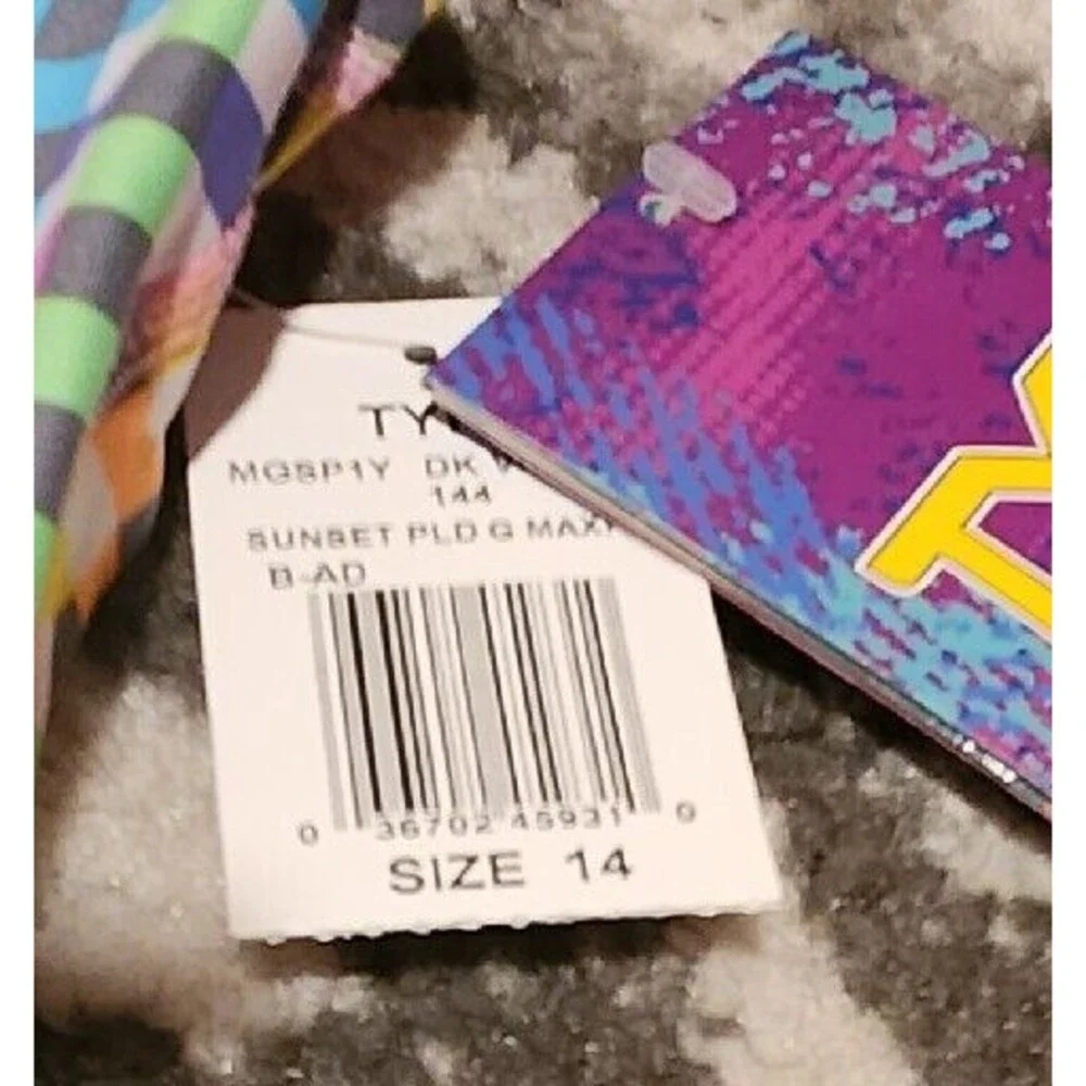 TYR Girl's Multicolor Sunset Plaid rainbow One Piece size 8, 12, 14, 16 New